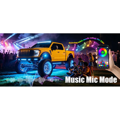 Kit Luz De Chasis Bluetooth 12led Rgb +control Tunning 12v