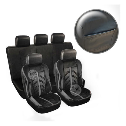 Juego Funda Cubreasiento 100% Eco Cuero Acolchado Y Bolsillo