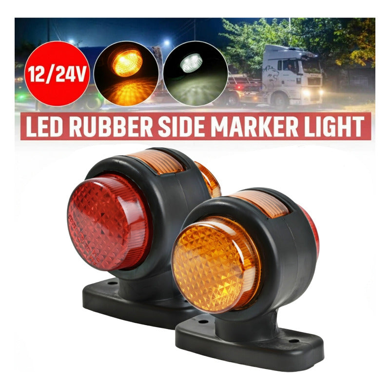 X2 Focos Luz Led Lateral Bi Color Destellante 12v-24v Trocha