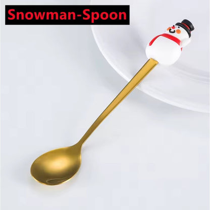 X6 Set Servicios Navideños Cuchara Tenedor Decoración Navida