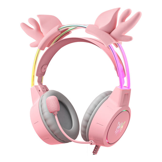 Audífonos Gamer Rosa Ciervo Onikuma X15 Pro Comp. Pc Ps4 Ps5