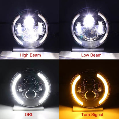X2 Foco Jeep 7 Pulgadas Ojo De Angel Bicolor Lateral Led R&c