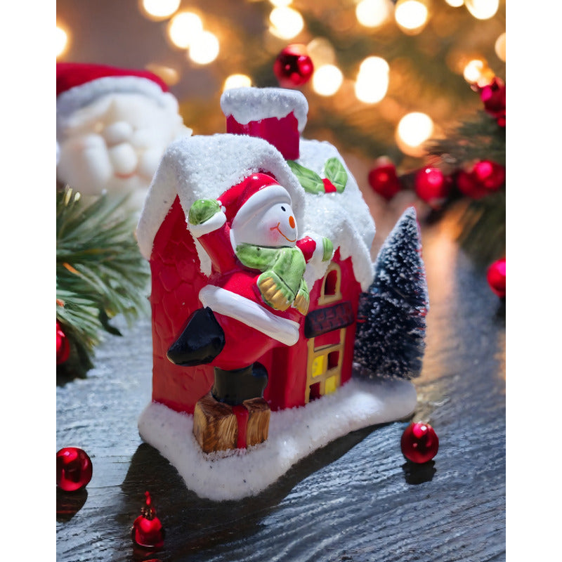 Villa De Navidad Mini Con Luz Casa Navideña Con Luz Y Árbol