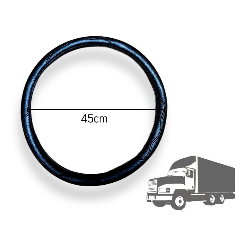 Funda Cubre Volante 45cm Para Camión Eco Cuero Brillante R&c Negro