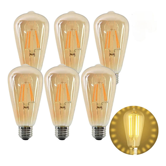 X6 Ampolleta Led Vintage Decoración Edison E27 4w Luz Cálida