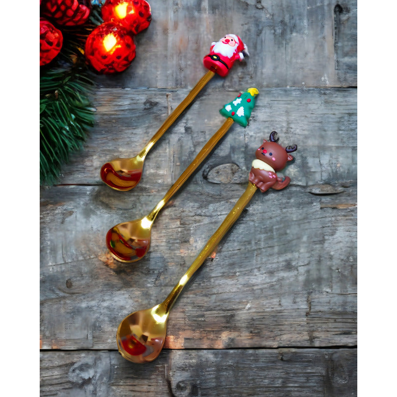 X6 Set Servicios Navideños Cuchara Tenedor Decoración Navida