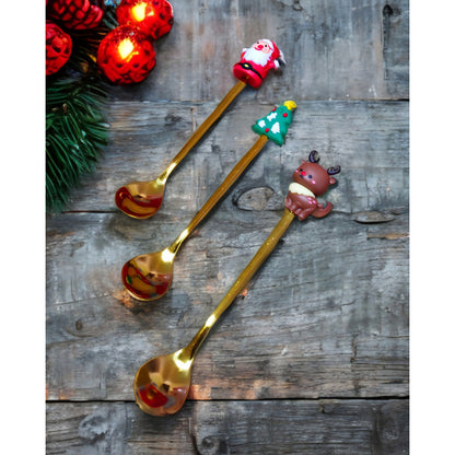 X6 Set Servicios Navideños Cuchara Tenedor Decoración Navida