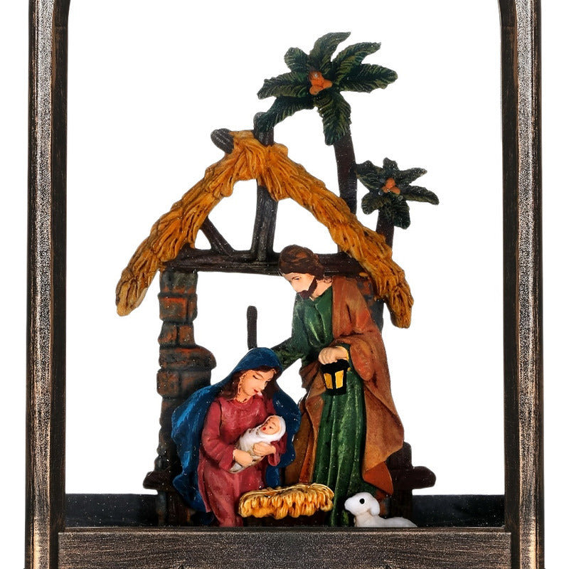 Farol Navideño Con Luz Led Música Lámpara Navidad Pesebre