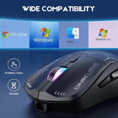 Mouse Gamer Inalambrico Onikuma 7 Botones 4800dpi Rgb Recarg Color Negro
