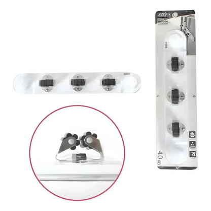 Organizador De Pared 3 Escoba Mopa Trapero Ventosa Fuerte Blanco