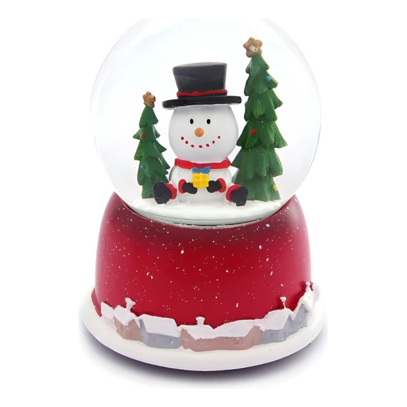 Bola De Nieve Con Luz Esfera Cristal De Navidad 10cm Decora
