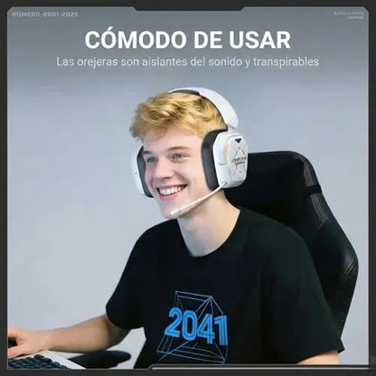 Audífonos Gamer Onikuma Gt883-b Inalámbricos Con Bluetooth Y Micrófono Flexible, Blanco