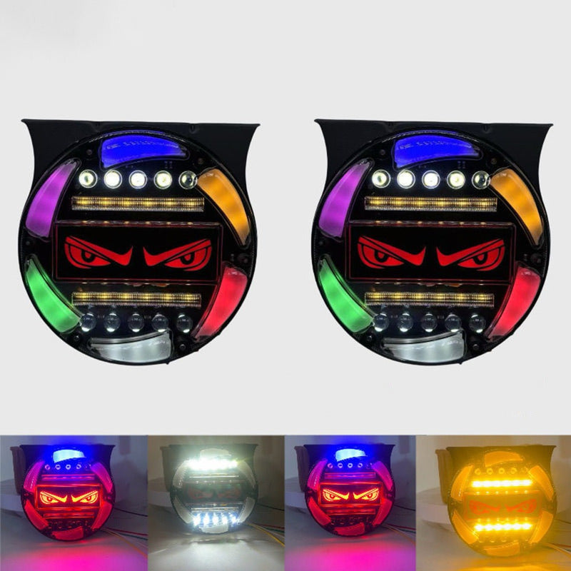 X2 Focos Led Rgb Cn Ojos Multifunción Devil Eyes Freno12/24v