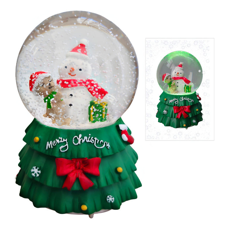 Bola De Nieve Esfera Cristal Navidad Luz Música Decora Chica