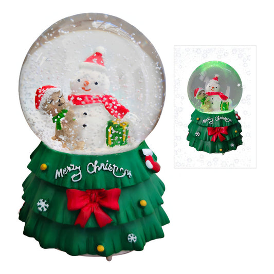 Bola De Nieve Esfera Cristal Navidad Luz Música Decora Chica
