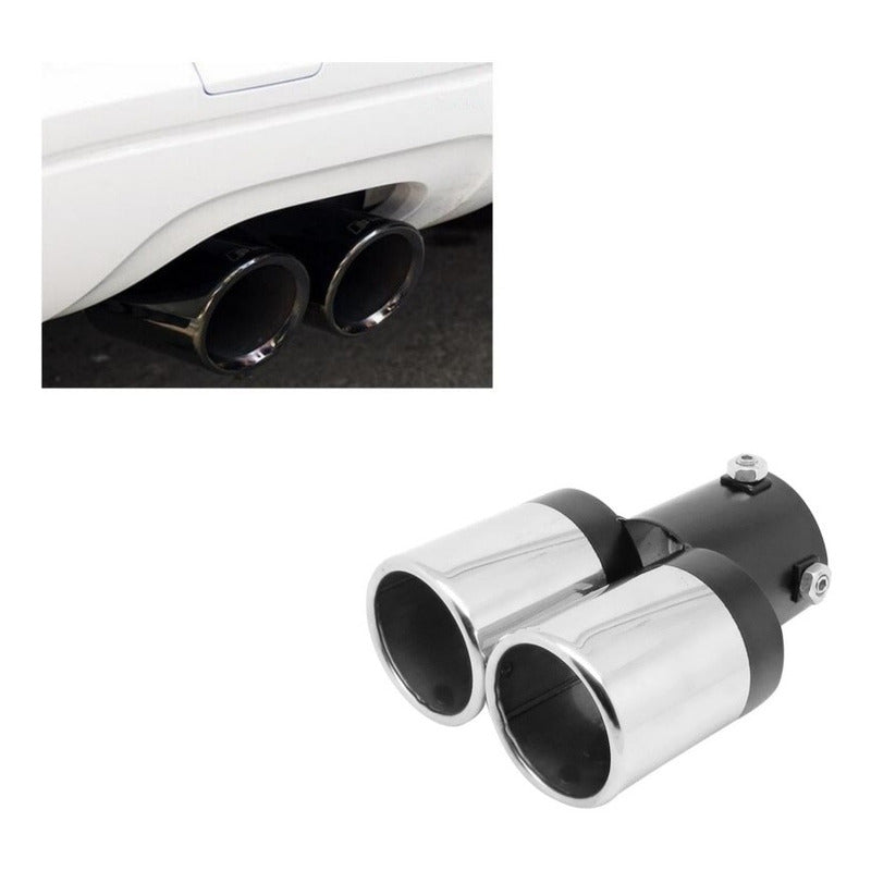 Cola De Escape Doble Auto Tuning Universal Bicolor /ryc