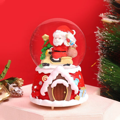 Bola De Nieve Esfera Cristal Navidad Luz Música Decora Chica