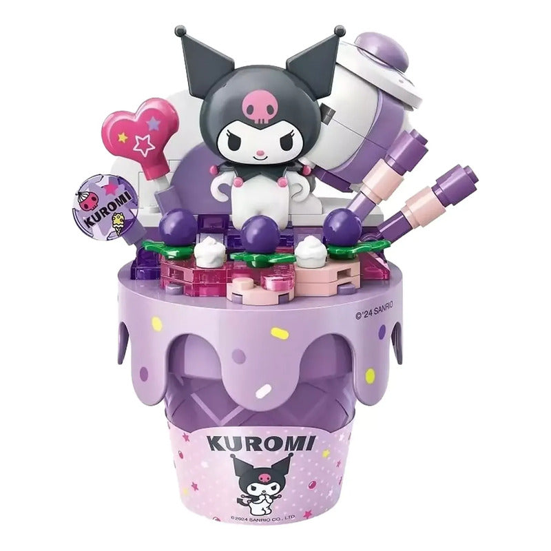 Set Bloques De Construcción Keeppley Hello Kitty Y Amigos 128 Kuromi Grape Ice Cream Cone 9053