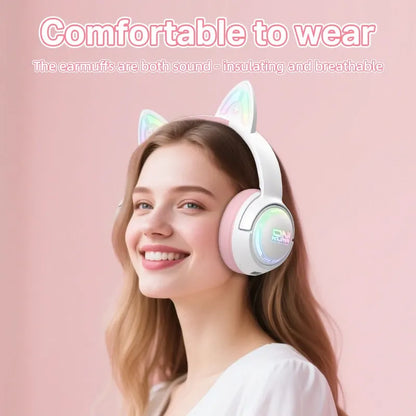 Audifono Gamer Onikuma Cat Gt838 3modos Bluetooth Usb C Gato Blanco Rosa Gt838