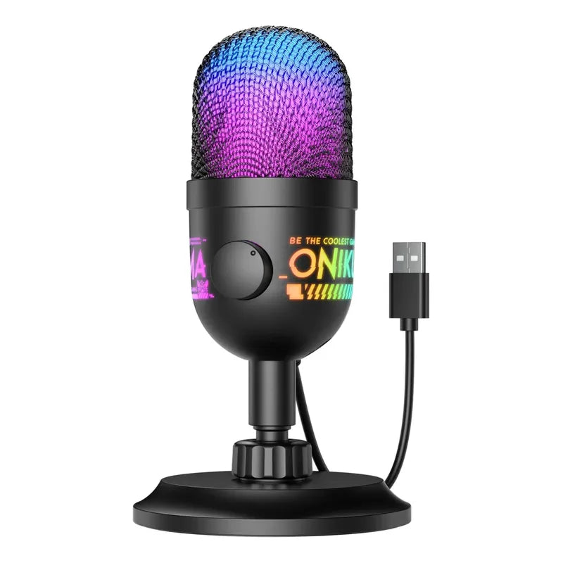 Microfono Onikuma M930 Conexión Ubs Reducción De Ruido Y Luz Negro M930