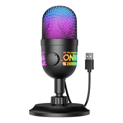 Microfono Onikuma M930 Conexión Ubs Reducción De Ruido Y Luz Negro M930