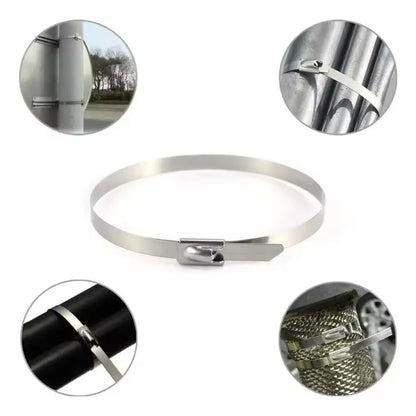 X5 Amarras Metalica Acero 304 Abrazadera 4.6x350mm Bridas Plateado 52715