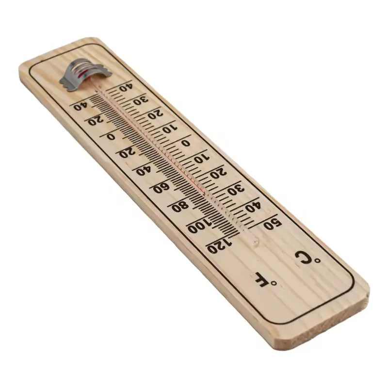 Termómetro Ambiental De Pared De Madera Análogo 22cm C/f
