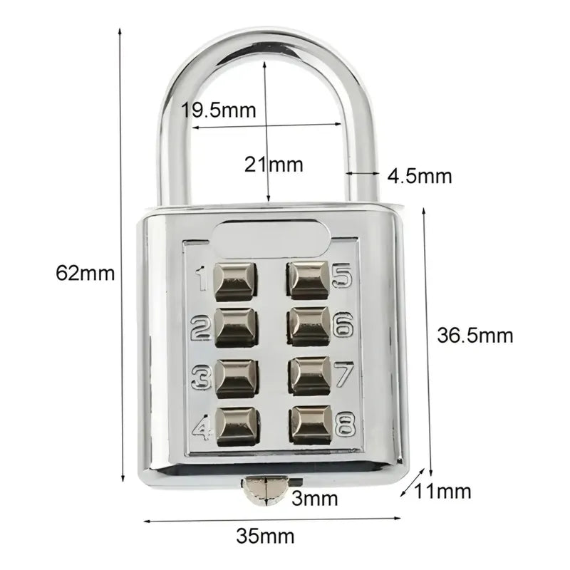 Mini Candado De Seguridad 35mm De Combinación 4 Dígitos R&c Plateado 9367785