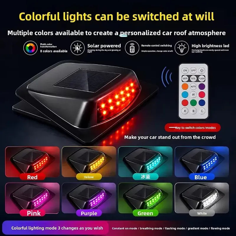 Luz Led Solar Rgb +control Remoto Estroboscopica Techo Capot