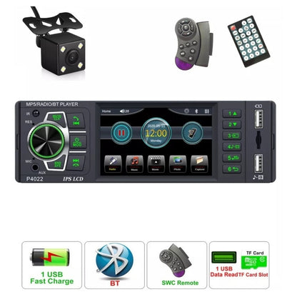 Radio Auto 1 Din Con Pantalla 4.1 + Cámara De Retroceso /r&c