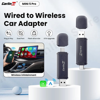Carlinkit Mini Adaptador Inalámbrico Androidauto Carplay /r&