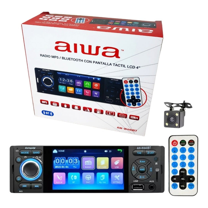 Radio Auto Aiwa 1 Din Con Pantalla 4.1 + Cámara De Retroceso