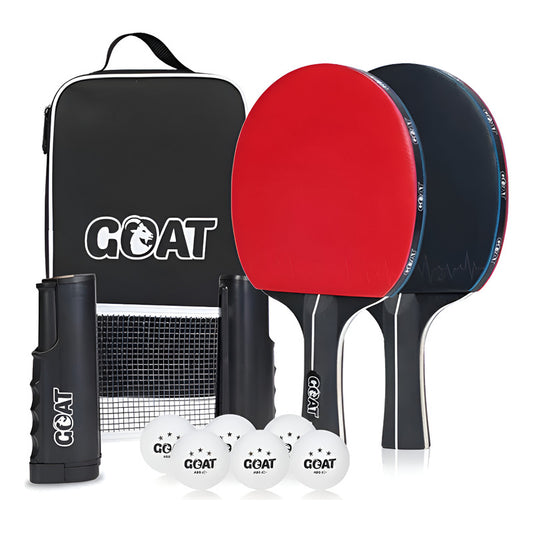Kit Ping Pong 2 Paletas + 6pelotas + Red + Estuche Goat /r&r Color Negro/rojo Tipo De Mango Fl (cóncavo)