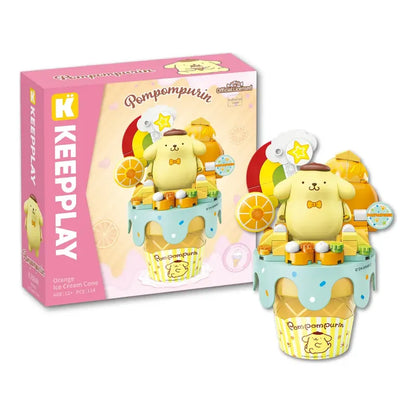 Set Bloques De Construcción Keeppley Hello Kitty Y Amigos 114 Pompompurin Orange Ice Cream Cone 9046