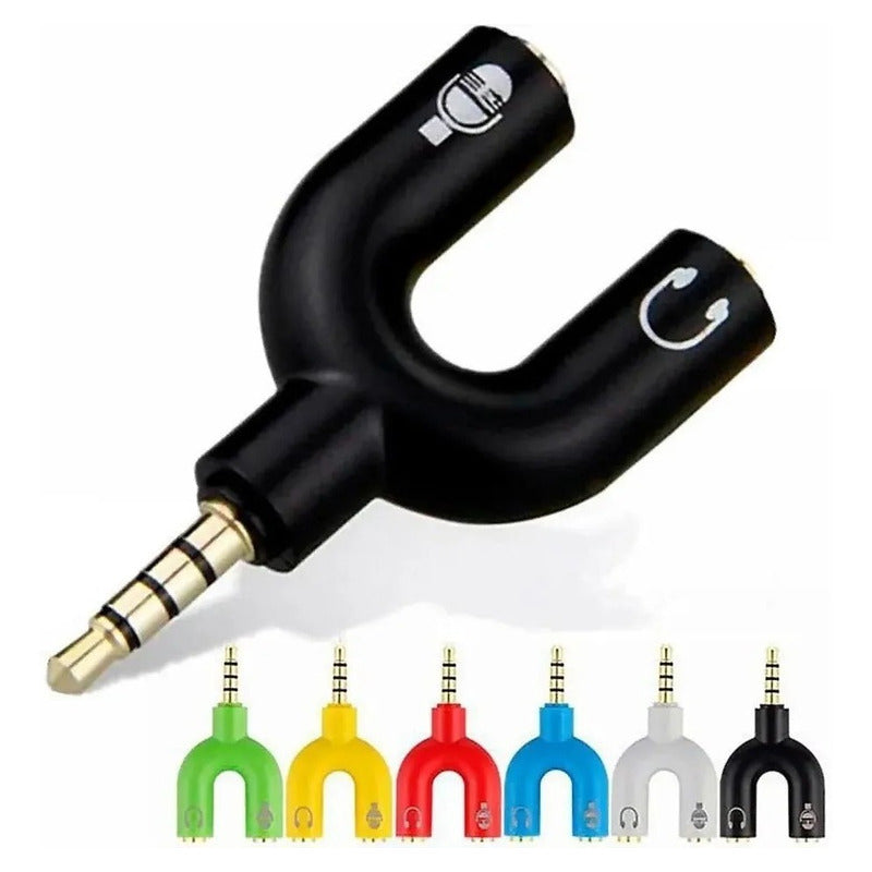 Splitter 3.5mm Adaptador Audio Separa Microfono Audifono Pc