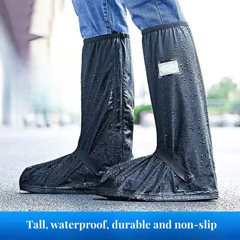 Bota Protector Silicon Impermeable Cubre Zapato Tenis Lluvia Negro Polainas Altas 2xl 46-47 (34.5cm)