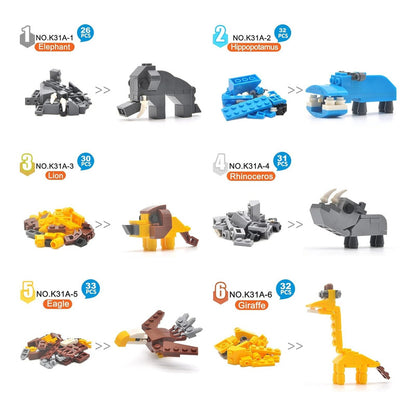 Set 6 Huevos Sorpresa Animales De Mini Bloques Construcción