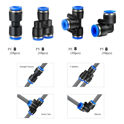 X40 Conector De Manguera Unión Neumáticos Pu Pv Pe Py 8mm