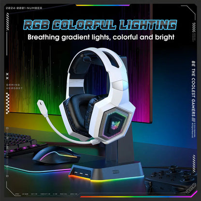 Audífonos Gamer Onikumagt806 Inalámbrico Bluetooth2.4g Color Blanco