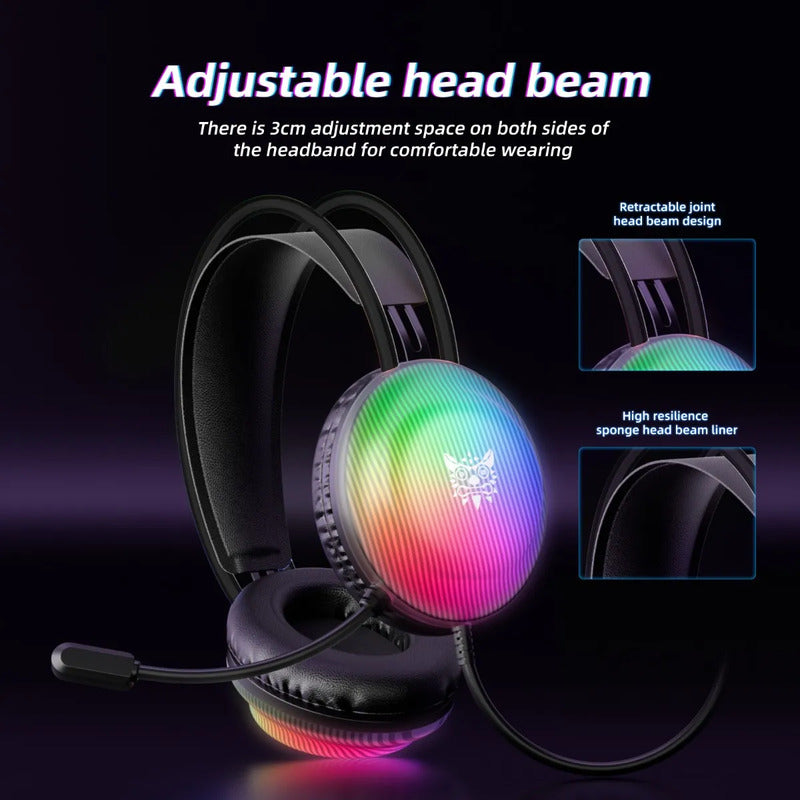 Audifono Gamer Onikuma X29 Conector 3,5mm Microfono Y Luz Negro X29