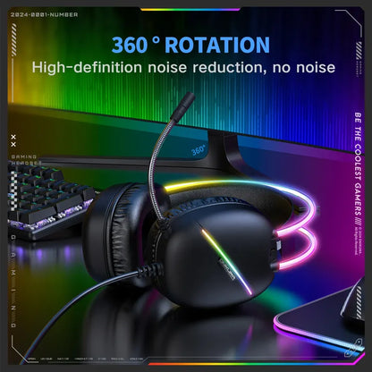 Audifono Gamer Onikuma X33 Conexión Usb Y Tipo C Luz Rgb X33 Negro