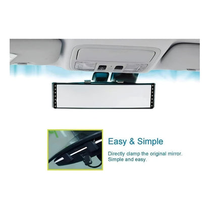 Espejo Retrovisor Curvo Adaltable 27cm Cristal Visión Panorá Negro Cristal