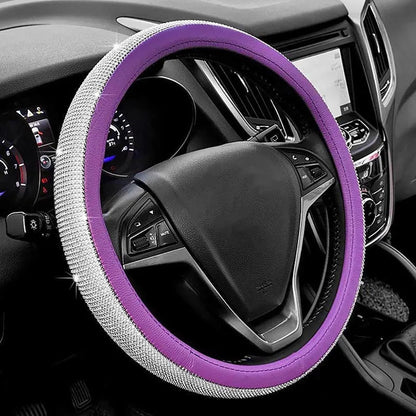Funda Cubre Volante Ecocuero Y Cristal Violeta Antideslizant