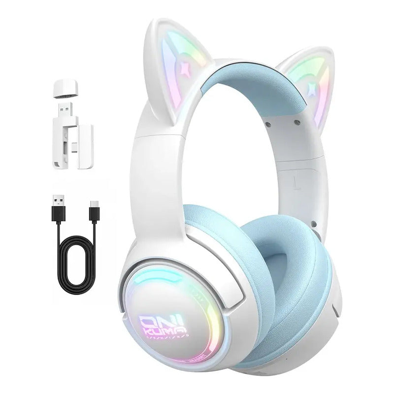 Auriculares Gamer Onikuma Gt838 Triple Conexión Rgb Mic Rosa