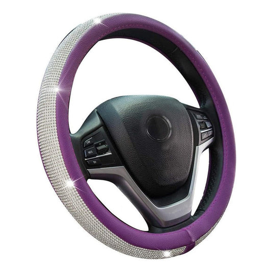 Funda Cubre Volante Ecocuero Y Cristal Violeta Antideslizant