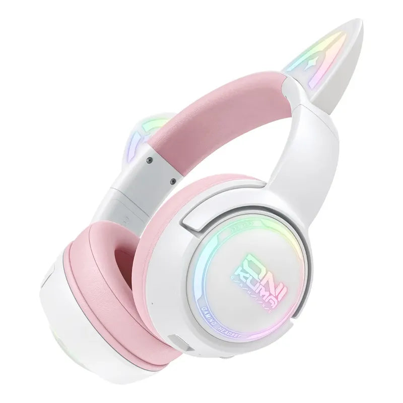 Audifono Gamer Onikuma Cat Gt838 3modos Bluetooth Usb C Gato Blanco Rosa Gt838
