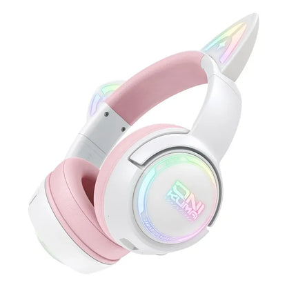 Audifono Gamer Onikuma Cat Gt838 3modos Bluetooth Usb C Gato Blanco Rosa Gt838