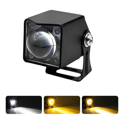 Mini Neblinero Led Bicolor Con Lupa Foco Para Auto Y Moto Blanco/amarillo 13206