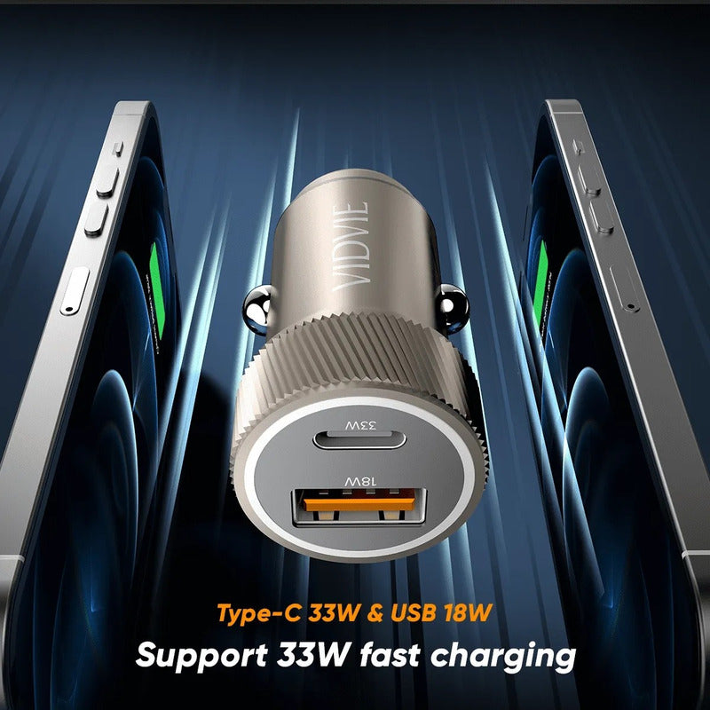Cargador Auto Adaptador Carga Rápida 33w Tipoc 18w Usb 12-24