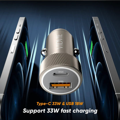Cargador Auto Adaptador Carga Rápida 33w Tipoc 18w Usb 12-24